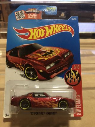 2016 Hot Wheels ‘77 Pontiac Firebird Red Hw Flames Muscle Car 93/250 Htf