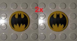 Bn Lego 2x Batman Bat Symbol Printed 2x2 Round Tile Black Yellow Bat Man
