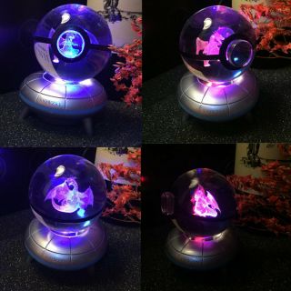 Crystal Ball Charizard 3D LED Night Light table Lamp Kid Brithday Christmas Gift 3