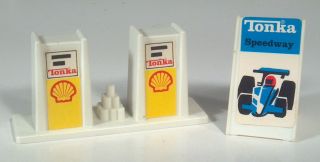 Vintage Tonka Shell Gas Pumps And Race Car Speedway Sign