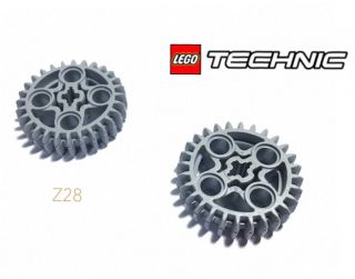 2x Lego Technic Light Bluish Grey Angled Gear Z28 Wheel 28 Teeth (46372)