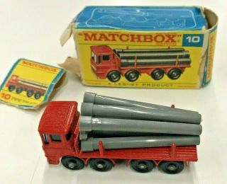 Matchbox Series No10 Pipe Truck Made In England By Lesney