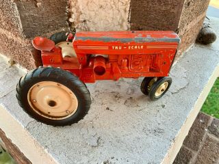 Vintage 1:16 Tru - Scale Toy All Metal Tractor 8 " X4 " Made In The U.  S.  A