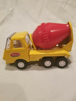 Vintage Tonka Truck Cement Mixer Yellow Steel Body Plastic Red Mixer