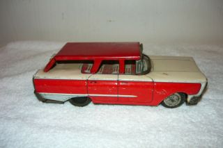 Vintage Tin Litho Haji Toys Friction Station Wagon Car