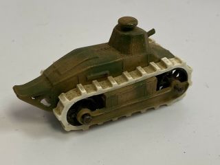 Vintage Tootsie Toy Usa Made Military Army Tank Camo White Rubber