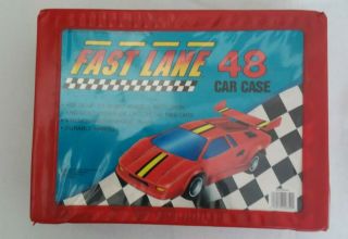 Vintage 1990 Red Fast Lane 48 Car Collectors Carrying Case Toys R Us Cars Trays