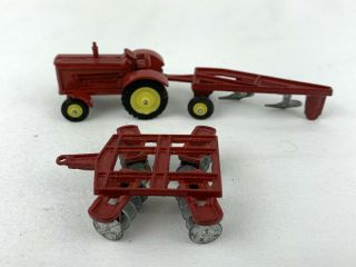 Vintage Tootsie Toy Red Tractor,  Disc,  And Plow
