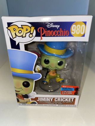 Funko Pop Disney Jiminy Cricket 980 Pinocchio Nycc 2020,  Pop Protector