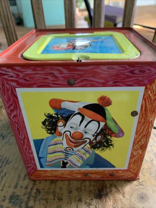 1961 Mattel: Clown Musical Jack In The Box,  Plays Pop Goes The Weasel