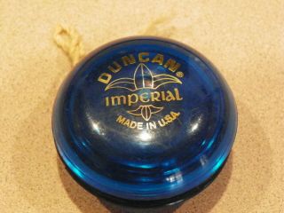 Htf Vintage Duncan Yo - Yo Imperial Blue Acrylic Yoyo Lettering,  Made In Usa