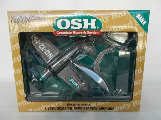 Osh Orchard Supply Hardware Ertl 1:50th Scale Die Cast Spartan Airplane W/stand