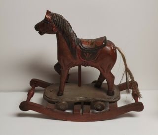 Vintage Wooden Rocking Horse Hand Painted