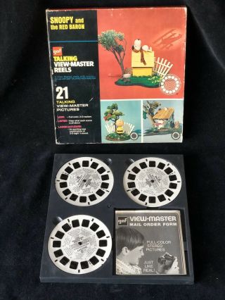 Snoopy And The Red Baron Gaf Talking Viewmaster Reels 1969