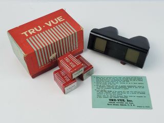 Vintage Tru - View Stereoscope W/ Box & 3 Film Reels Yellowstone Grand Teton