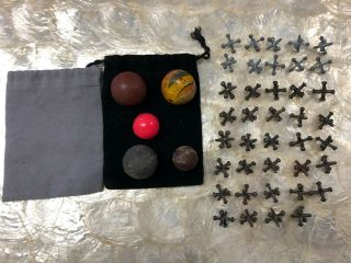 Vintage Game 39 Jacks And 5 Rubber Ball Children