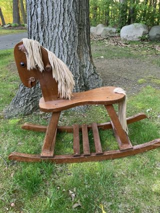Child Deluxe Wooden Rocking Horse Amish Built Solid Wood Handmade