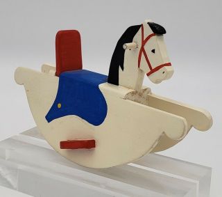 Vintage Toy Wooden Rocking Horse Handmade Miniature 1982