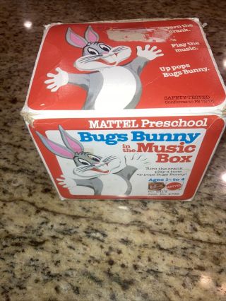 Vintage Warner Bros 1977 Mattel Bugs Bunny In The Music Box Jack In The Box Toy