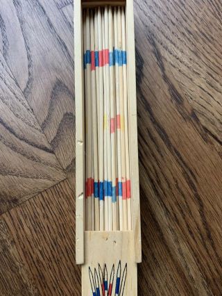 Vintage Wood Pick Up Sticks in Wooden Box by Mikado Spiel Game 2