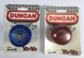 2x Vintage Duncan Yo - Yo’s,  Blue Butterfly & Red Imperial