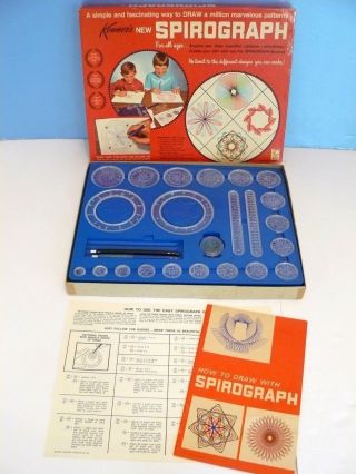 Vintage Spirograph Drawing Set No.  401 Blue Tray (1967) Complete Except Pens