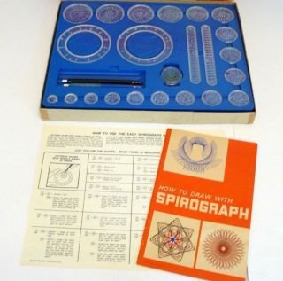 Vintage SPIROGRAPH Drawing Set no.  401 BLUE TRAY (1967) COMPLETE except Pens 2