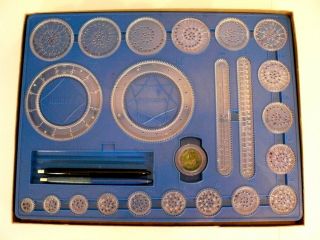 Vintage SPIROGRAPH Drawing Set no.  401 BLUE TRAY (1967) COMPLETE except Pens 3