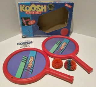 Vintage 1991 Oddzon Koosh Paddle Ball Set Complete