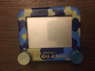 Ohio Art Pocket Etch A Sketch Vintage Drawing Toy Blue Camouflage Camo