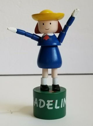 Vintage 1990s Schylling Madeline Wooden Thumb Push Puppet Hand Painted 5 " Toy