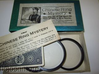 Vintage Adams Magic Trick Magician Set Chinese Ring Mystery W/ Box 1950s