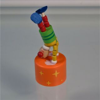 Circus Clown Push - Up Wooden Joker Puppet Thumb Push Button Movable Jointed Toy