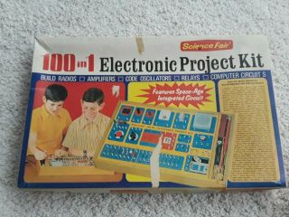Rare Vintage Science Fair 100 In 1 Electronic Project Kit From Tandy 1972