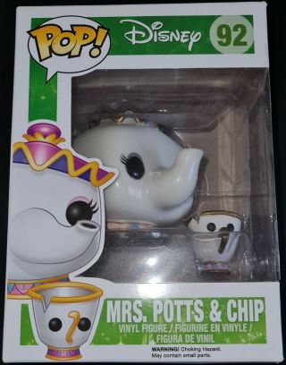 Funko Pop Disney Mrs Potts & Chip From Beauty & The Beast Figures 92 Vgc