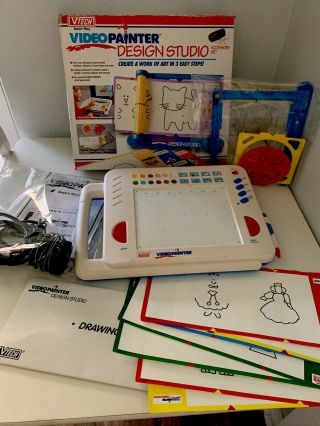 Vtech 1991 Video Painter Tv Drawing Pad System And Design Studio Accessory Set