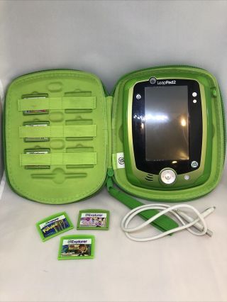 Leapfrog Leappad2 Explorer With 6 Game Cartridges Protective Skin And Case Green