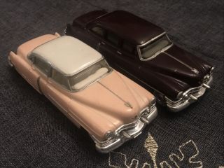 1952 Fleetwood Cadillac 1:43 Scale Pink Model 62 Ertl & Maroon 75 Special Caddy