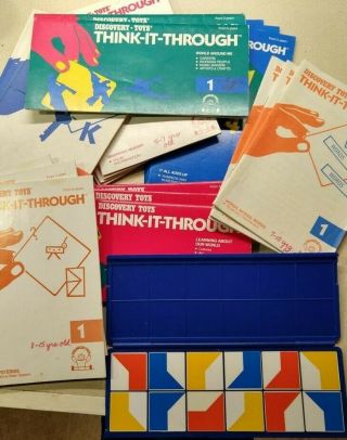 DISCOVERY TOYS Think It Through Tiles (2) and 27 books Math Reading HomeSchool 2