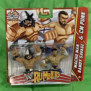 Wwe Rumblers Macho Man Randy Savage & Cm Punk Wrestling Wwf Figure Set 2 - Pack