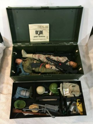 Two Gi Joe Doll Figurines And Foot Locker With Accessories,  1993