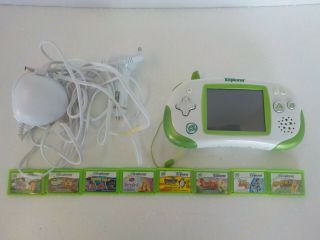 Leap Frog Leapster Explorer Game System Bundle With 8 Games Charger Disney,