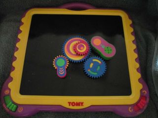 Vintage 1997 Tomy Gearation Magnetic Rotating Gear Board With 22 Gears