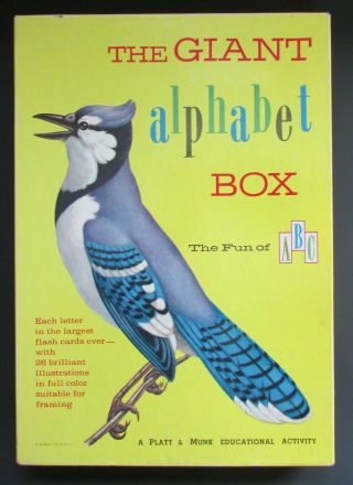 Vtg The Giant Alphabet Box 1961 Platt & Munk Flash Cards Abcs Graphics School Vg