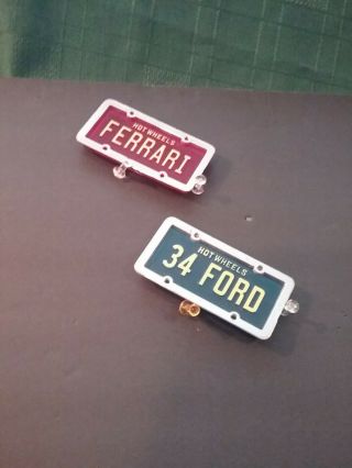 Vintage Hot Wheels Mattel Plastic License Plate,  34 Ford,  Ferrari