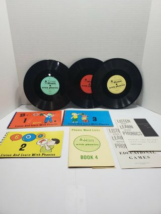 Vintage Listen & Learn With Phonics Vinyl Records Set Home School Learn To Read