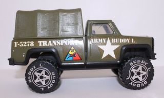Vintage 1979 Buddy L Army Transport T - 5278 Metal Pickup With Cannopy