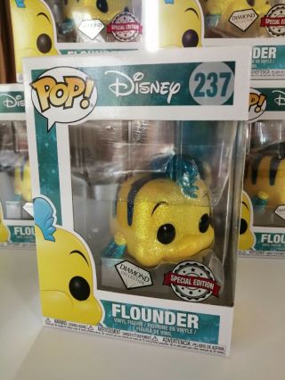Disney Little Mermaid Flounder Glitter Diamond Exclusive Funko Pop