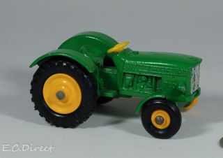 Lesney Matchbox No.  50 John Deere Tractor Green W/ Black Wheels - Missing Tire