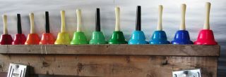 Hand Bell Set,  12 Colorful Hand Bells In All The Notes Of The Chromatic Scale